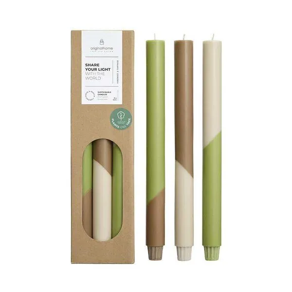 Originalhome Originalhome Diagonale Stabkerzen für bewusste Geschenke , S/3 - paraffinfrei & vegan, Mehrfarbig (fall), – Produktbild 1 von 4
