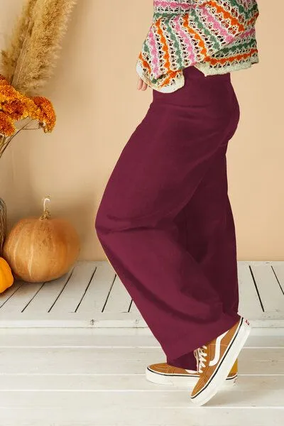 La Gitana La Gitana Damen Cordhose „Lina“ aus Stretch Bio Baumwolle, Passform: Loose Fit, Bordeaux (rot), – Produktbild 1 von 3