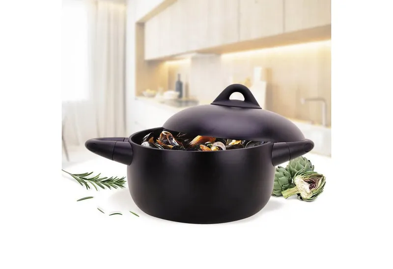 MAESTRO® MAESTRO® Kochtopf MR-4017, Aluminiumguss, Kochtopf Topf mit Deckel, Schwarz, – Produktbild 2 von 5