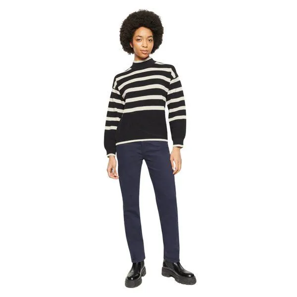 KnowledgeCotton Apparel KnowledgeCotton Apparel Pullover Cotton Micro Bubble Crew Neck Knit, Black stripe (schwarz / weiß), – Produktbild 4 von 4