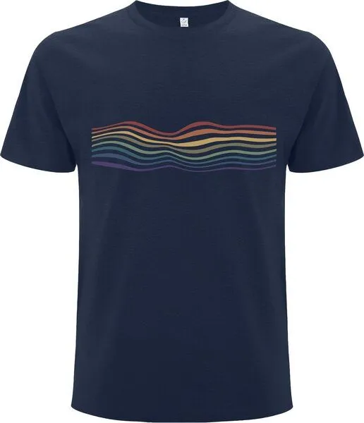Spreecult Spreecult Regenbogen Linien - - Bio und Fair - Männer Unisex Shirt, Navy, – Produktbild 2 von 2