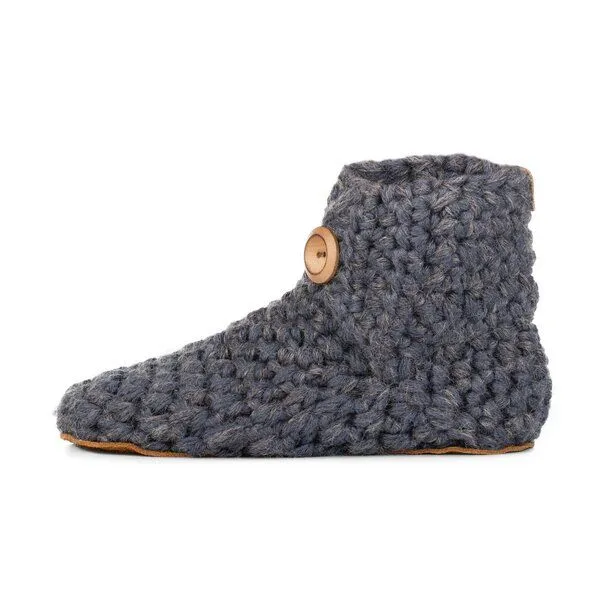 Kingdom of Wow Extra Warme Hüttenschuhe aus weichem Wollgarn – extra dick, Damen & Herren, handgefertigt | Kingdom of Wow, Charcoal, – Produktbild 3 von 4