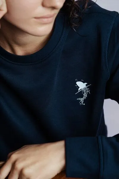 Kultgut Kultgut Biofair - Flauschig, weicher Pullover, vegan zertifiziert - Save the Ocean/ Little Stark, Nachtblau, – Produktbild 3 von 8