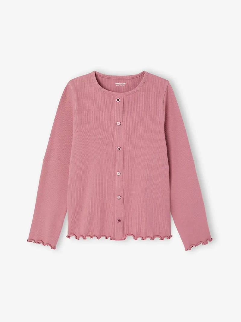 Vertbaudet Langarmshirt aus Ripp Mädchen, Malve, – Produktbild 1 von 3