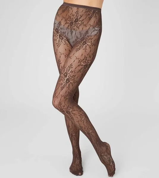 Swedish Stockings Swedish Stockings Spitzenstrumpfhose Rosa aus ECONYL®-Nylon, Braun, – Produktbild 2 von 4