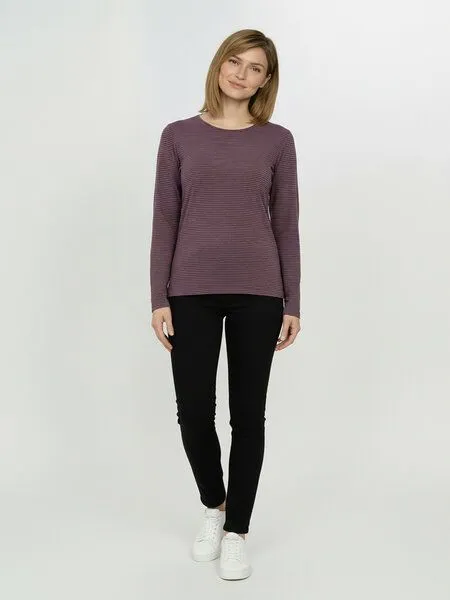 GreenBomb GREENBOMB Basic Yummy - Sportliches Longsleeve aus Bio-Baumwolle / GOTS / Fair & Vegan, Lila (moorberry stripes), – Produktbild 3 von 4
