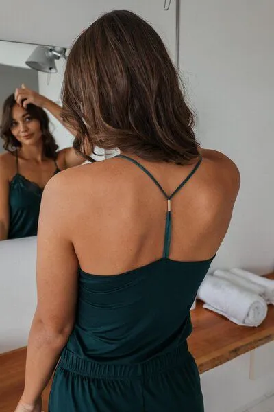Coco Malou Coco Malou Spitzen-Top Camisole Izabelle aus Tencel, Dunkelgrün (grün), – Produktbild 2 von 4