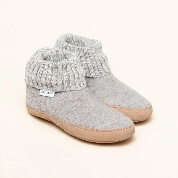 Gottstein Gottstein Hüttenschuh Dakota - Hoher Filzhausschuh für Damen & Herren aus 100% Schurwolle mit extra bequemer Ledersohle & elastischem Strickbund, Beige, – Produktbild 1 von 4
