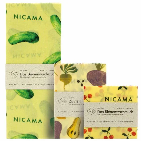 NICAMA NICAMA Bienenwachstücher 3er Set (M + L + XXL), Set 5, – Produktbild 1 von 4