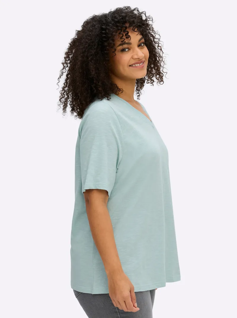 sheego V-Shirt kalkmint, Kalkmint, – Produktbild 2 von 2