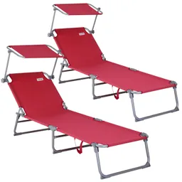 Casaria® Gartenliege Hawaii 2er-Set Rot 190x60x30cm – Produktbild 1 von 1
