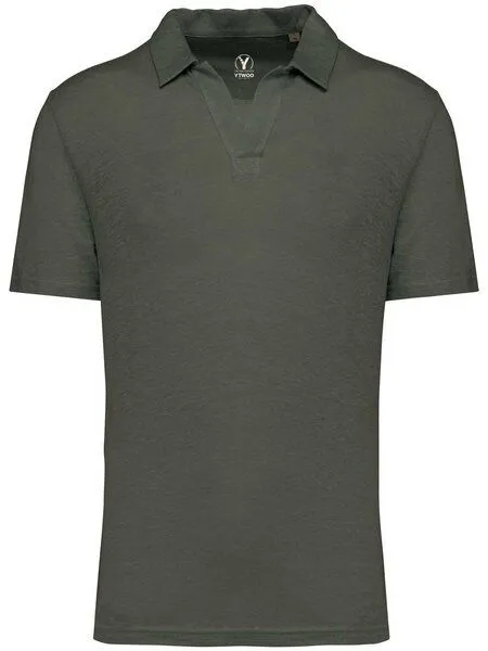 YTWOO YTWOO Herren Polohemd aus 100% Leinen, Khaki, – Produktbild 1 von 3