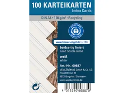 100 Karteikarten aus Recyclingkarton 170 g/m² DIN A8, weiß – Produktbild 1 von 1