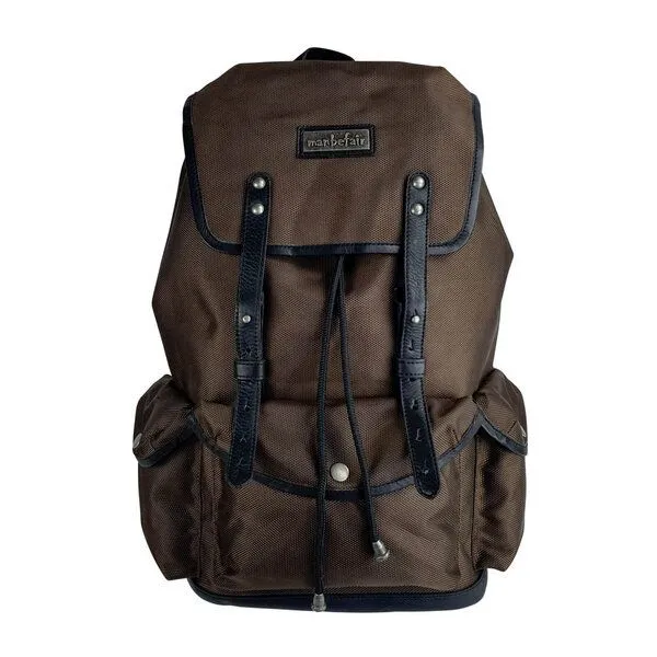 manbefair manbefair Rucksack Vienna aus recyceltem Nylon Gewebe und Rinds-Leder, Braun, – Produktbild 1 von 4