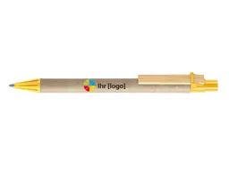 RITTER CARES RITTER CARES Papp-Druckkugelschreiber gelb Holzclip flach, Funktionsteile gelb – Produktbild 1 von 1