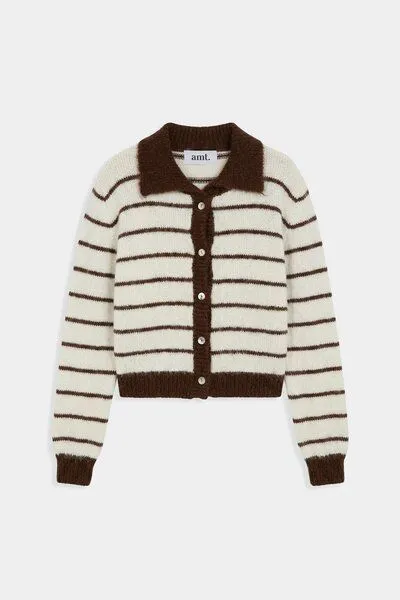 amt studio amt.studio Cardigan Praline Striped, Cream&brown stripes (weiß), – Produktbild 2 von 3