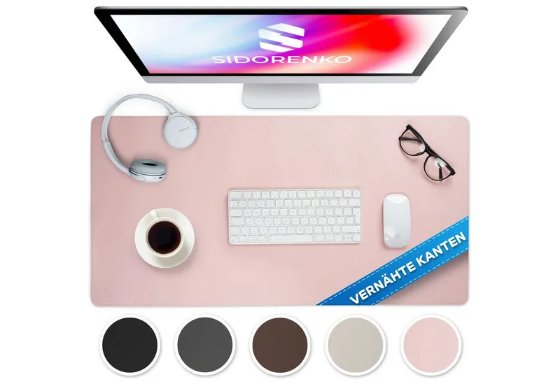 MAXLVL Gaming Mauspad Schreibtischunterlage - Mauspad mit Vernähte Kanten - abwaschbar (80x40 cm, Schreibtisch Unterlage für Büro), Tischunterlage Schreibtisch aus PU-Leder, Rosa, – Produktbild 1 von 5