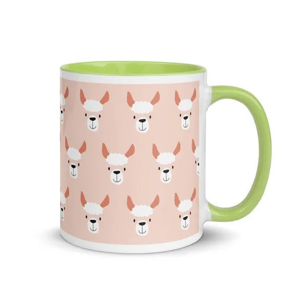 PepMelon Lama Tasse mit Farbe innen, Be Llamazing, lustige Lama Weihnachtstasse, Grün, – Produktbild 1 von 4