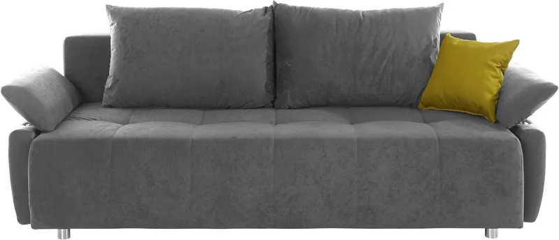 COLLECTION AB Schlafsofa Funtastic, B: 212 cm, Liegefl. 145x187 cm, Armteilverstellung,in Cord, Schlaffunktion, Bettkasten & Zierkissen, Gästebett mit Federkern, Grau, – Produktbild 3 von 7