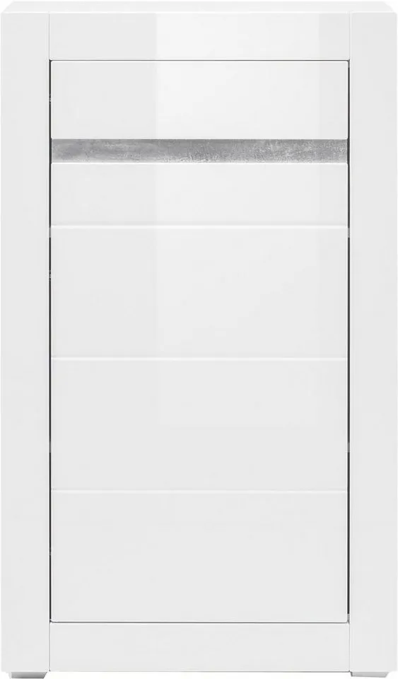 Home affaire Kommode Carat, Breite 66 cm, Blende in weiß und betonfarben im Lieferumfang, Weiß, – Produktbild 3 von 5
