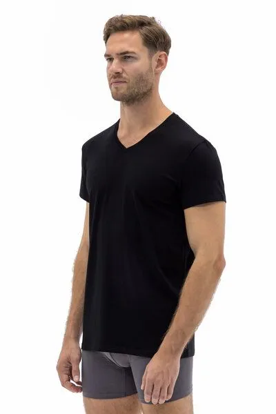 Barrio 13 Barrio 13 Herren V-Ausschnitt 3er Pack - Stretch Baumwolle Unterhemd mit Kurzarm Slim Fit, Schwarz, – Produktbild 3 von 4