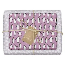 dabelino dabelino Geschenkpapier Set: Weihnachten "Pinguine / Schneeflocken lila weiß" – Produktbild 1 von 1