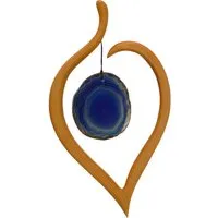 Dekoanhänger "Lindenblatt" aus Holz mit Aufhängungsfaden, blau – Produktbild 1 von 1