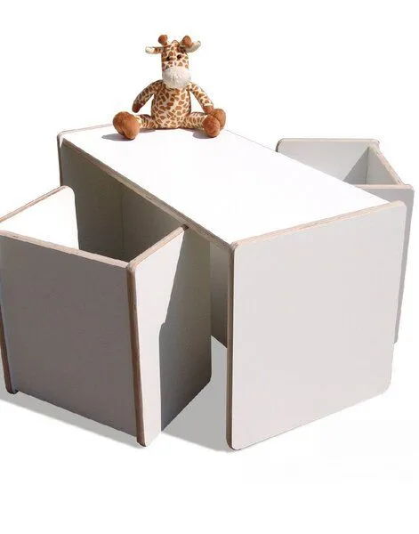 Die Schreiner Christoph Siegel Die Schreiner Christoph Siegel 1 Kinder Wendetisch & 2 Wendehocker Set, Weiss, – Produktbild 2 von 4