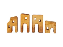 bikeho Holzbausteine natur Häuser, Erlenholz 4-teilig – Produktbild 1 von 1