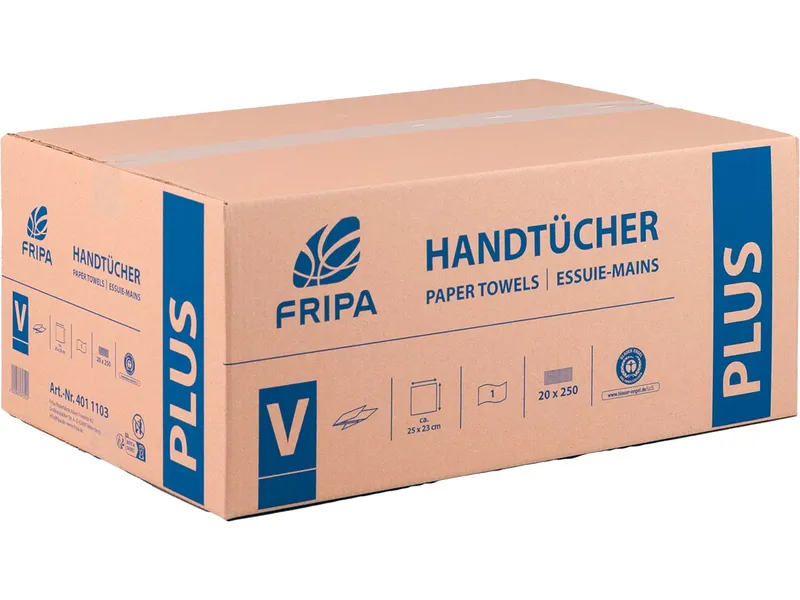 Fripa Fripa 5000 Papierhandtücher 25 x 23 cm, 1-lagig, natur, V-Falz – Produktbild 1 von 2