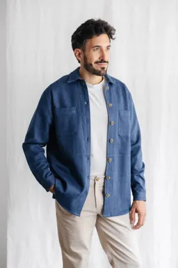 Jyoti - Fair Works Jyoti - Fair Works Herren vegan Überhemd Kalagi Denim Blue – Produktbild 1 von 1