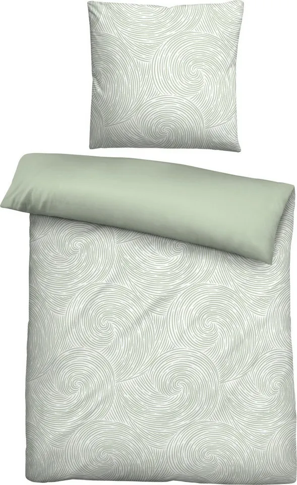 Biberna Biberna Bettwäsche Bettwäsche, Bettwäsche Satin, TENCEL™ Lyocell Motiv, Grün, – Produktbild 2 von 5