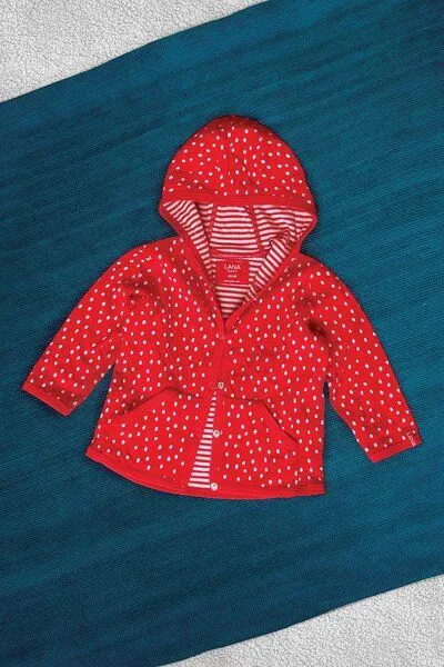 LANA Organic LANA Organic Wende-Kapuzenjacke, Modell Momo, Tomate-ecru, – Produktbild 2 von 2