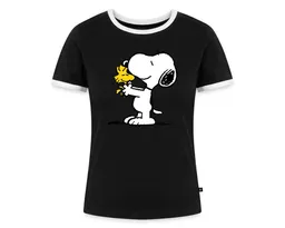Spreadshirt T-Shirt Peanuts Snoopy Und Woodstock Frauen Kontrast T-Shirt (1-tlg) Slim Fit – Produktbild 1 von 1