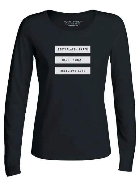 Human Family Human Family Damen Longsleeve - "Have Fun - Human", Weiss, – Produktbild 2 von 2