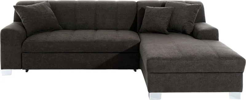 DOMO collection Ecksofa TURAH 239x152 cm, inkl. Zierkissen, moderne Steppung, wahlw. mit Bettfunktion, L-Form, Unser Dauertiefpreis, Grau, – Produktbild 2 von 8