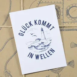 Bow & Hummingbird Bow & Hummingbird Postkarte "Glück kommt in Wellen" – Produktbild 1 von 1