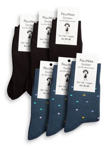 FellHerz FellHerz 6er Pack Kuschel-Socken mit Bio-Baumwolle schwarz und Konfetti – Produktbild 2 von 5