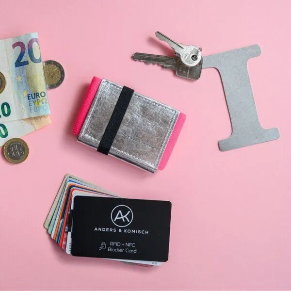 ANDERS & KOMISCH ANDERS & KOMISCH Kleiner Geldbeutel mit RFID- & NFC Schutz Karte – A&K MINI Portemonnaie, Silver, – Produktbild 2 von 4