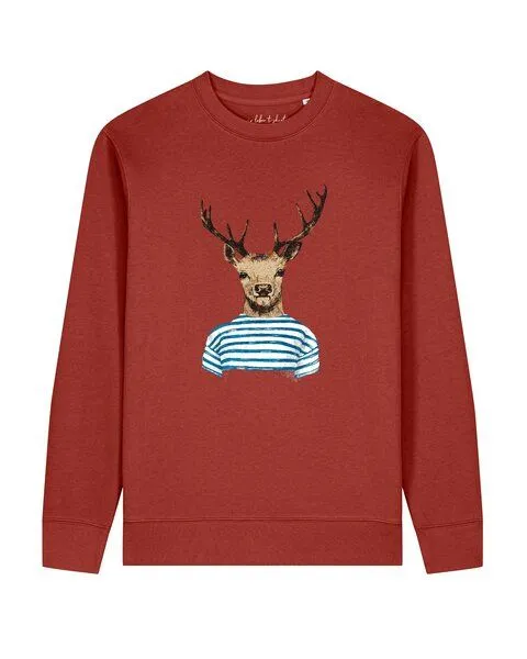 watapparel watapparel Sweatshirt Unisex Hirsch, Earthy red, – Produktbild 1 von 2