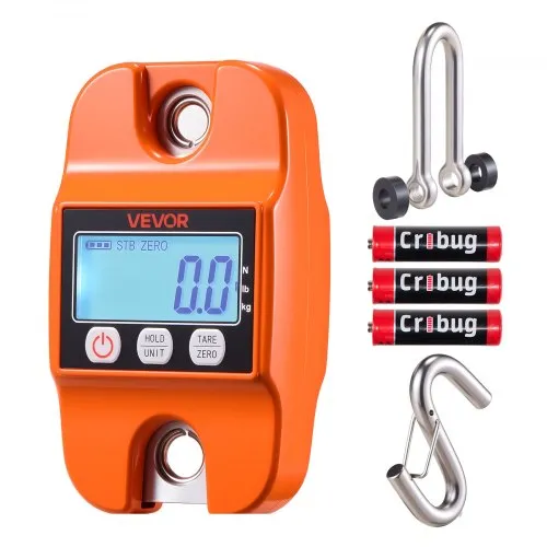VEVOR Kranwaage 400 kg, Digitale Hängewaage mit Gehäuse aus Aluminiumguss & LCD, Wildwaage 100-g-Teilung & 3-Stufiger Anzeige, Zugwaage Fischwaage, geeignet für Landwirtschaft, Jagd & Angeln – Produktbild 1 von 1