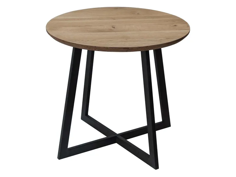 Beistelltisch „Mika“ aus massiver Wildeiche, FSC, Stahlgestell schwarz, Ø 50 x H 45 cm – Produktbild 1 von 1