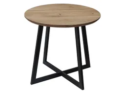 Beistelltisch „Mika“ aus massiver Wildeiche, FSC, Stahlgestell schwarz, Ø 50 x H 45 cm – Produktbild 1 von 1
