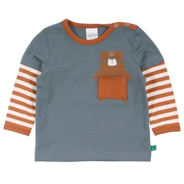 Fred's World by Green Cotton Fred's World by Green Cotton T-Shirt Bär Layer-Look, Green, – Produktbild 1 von 2