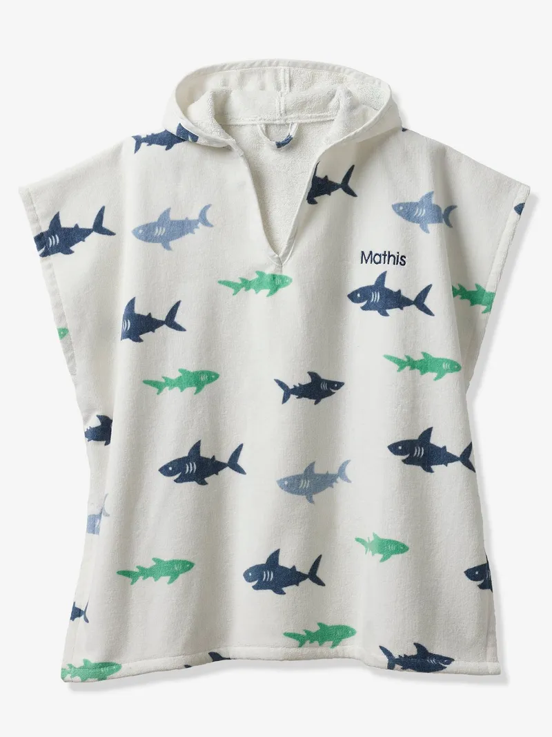 Vertbaudet Kinder Badeponcho HAIE personalisierbar, Weiß bedruckt, – Produktbild 3 von 3