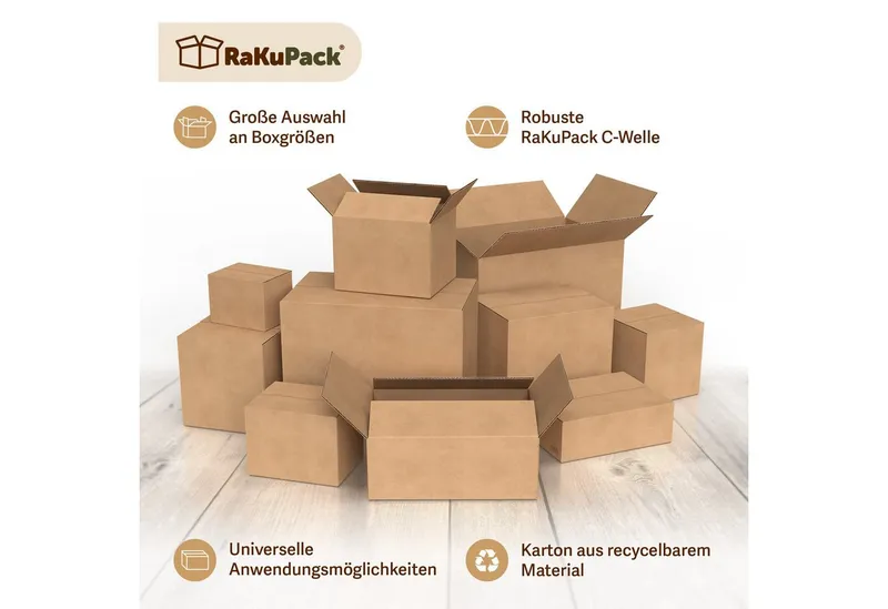 RaKuPack Versandkarton Faltkarton Verpackungskarton Faltschachtel Warensendung braun, 50 Stück 150x90x90mm Karton Kartonage Wellpappkarton versch. Größen – Produktbild 3 von 4