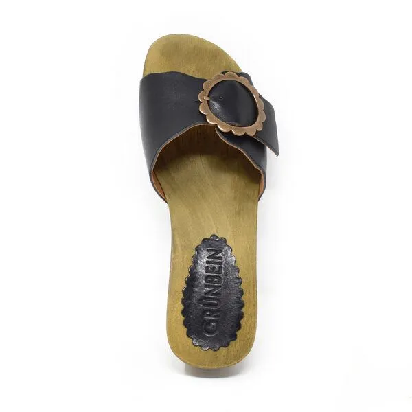 Grünbein Shoes Grünbein Shoes Holzclog-Pantolette Asta, Schwarz, – Produktbild 3 von 3