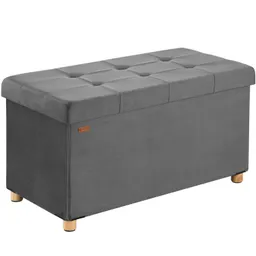 Casaria® Sitzbank Anthrazit Samt 76x38x42cm mit Stauraum faltbar – Produktbild 1 von 1