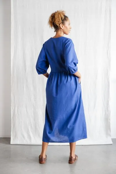 Jyoti - Fair Works Jyoti - Fair Works Bio-Baumwoll Kleid Paudali, Kobalt, – Produktbild 3 von 4