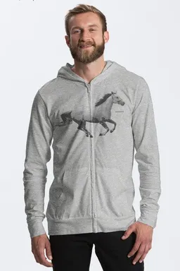 Peaces.bio - handbedruckte Biomode Peaces.bio - handbedruckte Biomode Herren Bio-Jersey-Zip-Hoodie Horsepower – Produktbild 1 von 1